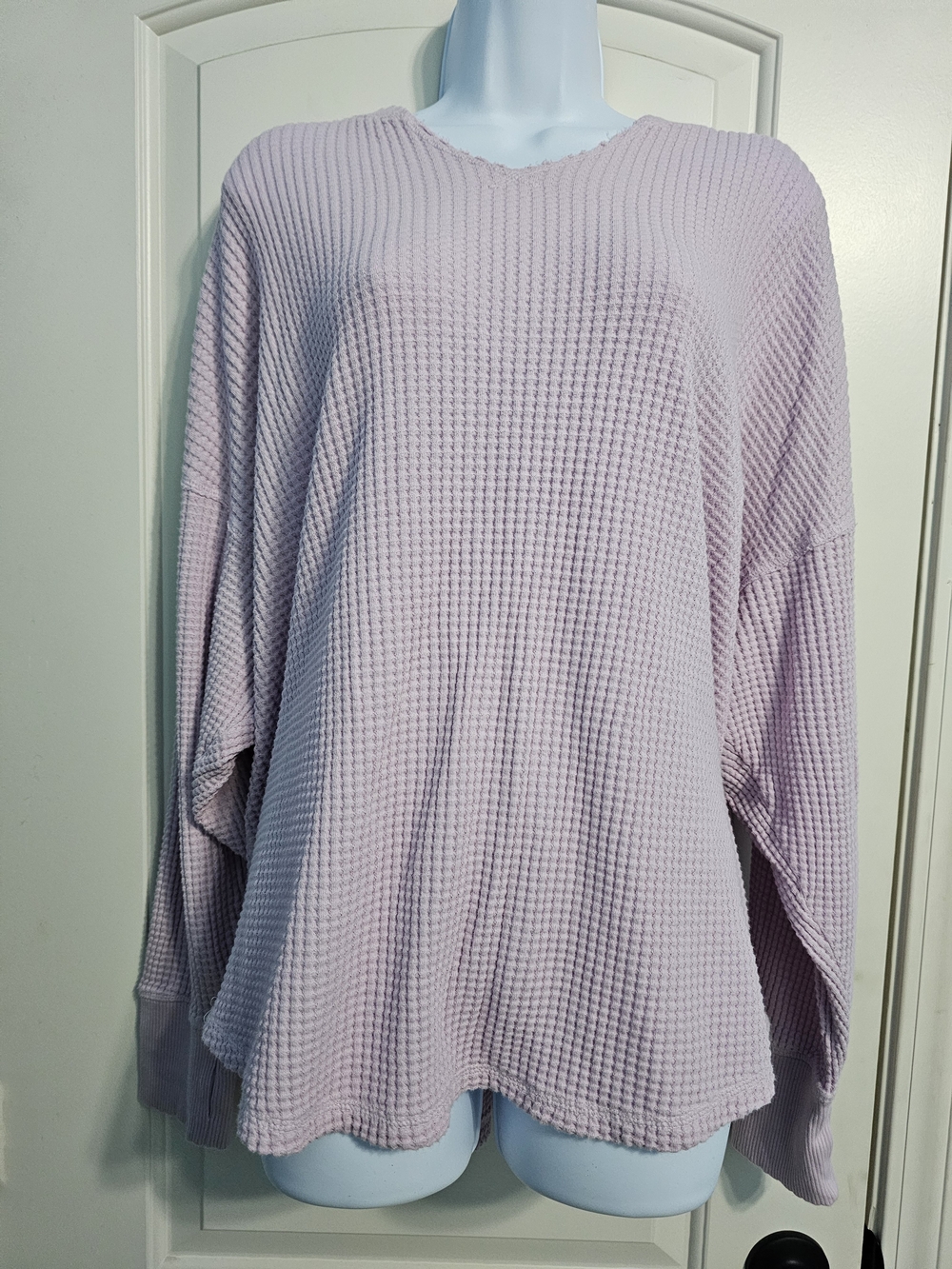 aerie Lavender Waffle-Knit V-Neck Pullover
